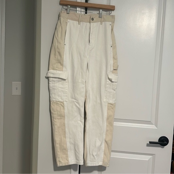 PacSun Denim - PacSun Utility Barrel Tan Cargo Pants High Waist Tan & Cream Jeans women’s 27